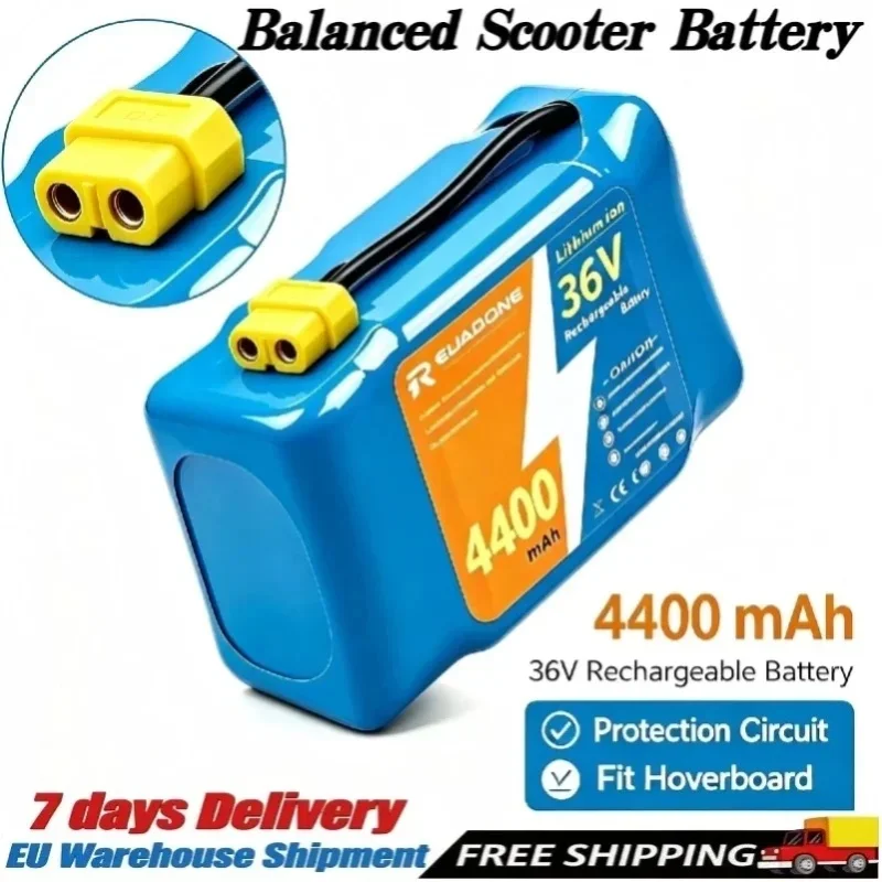 36V 4400mAh 10S2P Lithium-Ionen-Akku mit kompletter mehrschichtiger Überladungsschutzplatine, langlebiger, stabiler Stromversorgung, Ersatzteile für elektrische selbstbalancierende Scooter,