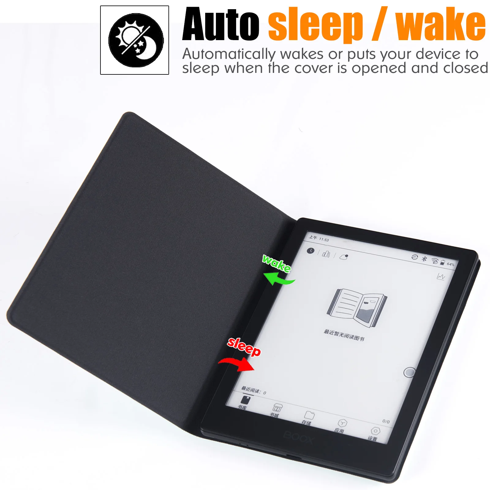 Case for Boox Poke5/5S/Poke 6/6S | with Sleep/Wake | Magnetic Adsorption | Slim Lightweight | Vegan PU Leather Smart Cover