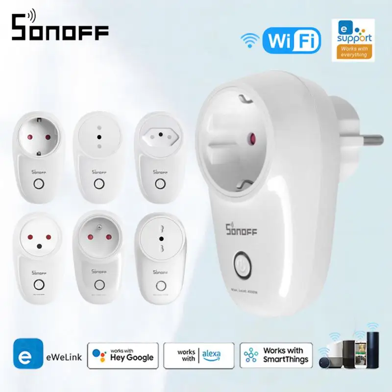 

SONOFF S26R2 EU/FR WiFi Smart Plug Wireless Smart Socket Switch Timing Smart Voice Remote Control Via EWeLink Google Home Alexa