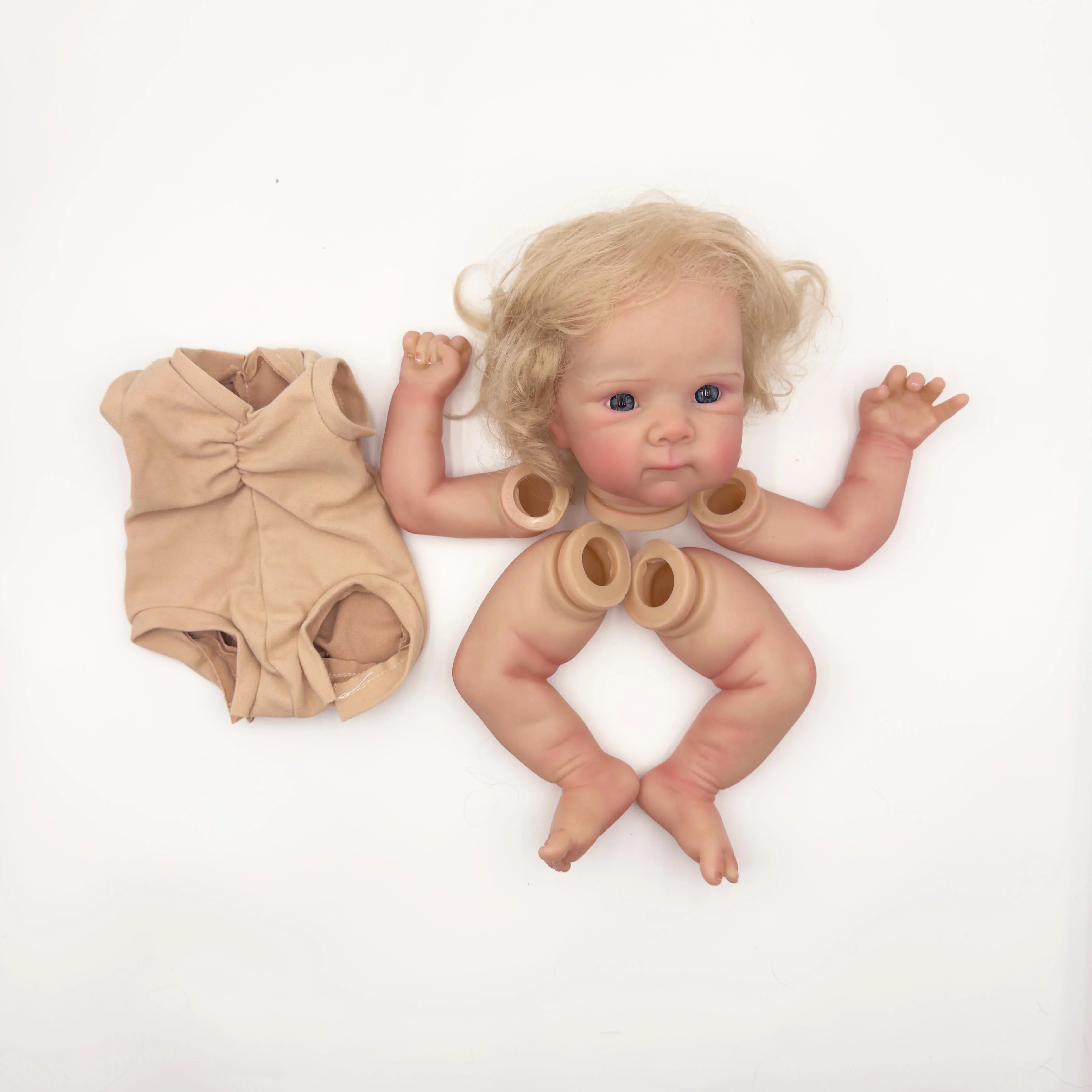 18inch bettie Lifelike Awake Baby with curly hair Reborn Doll Kit Already Painted Unfinished Doll Parts DIY Baby toys