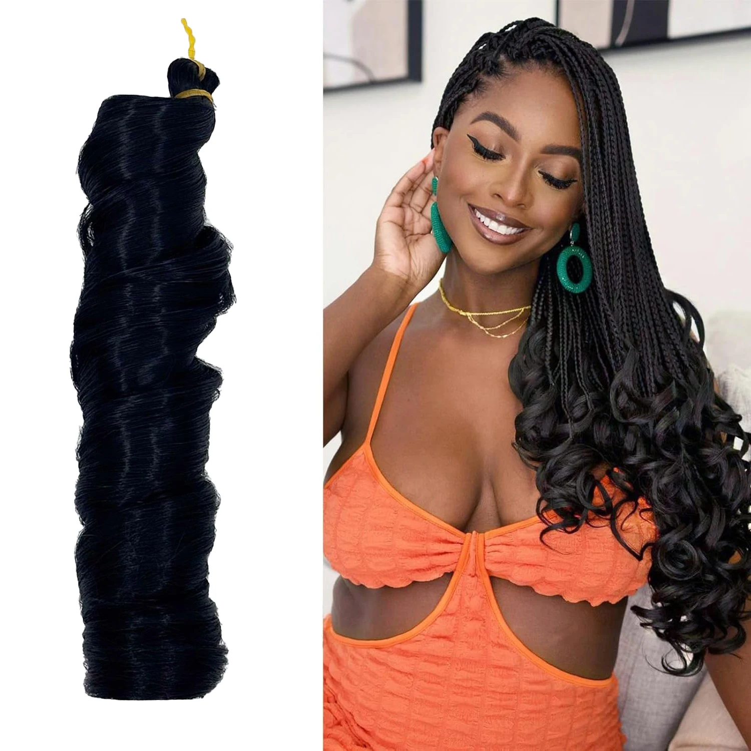 

Loose Wave Spiral Curl Braids Synthetic Spanish Curl Hair French Curls Braiding Hair Extensions 24In Curly Attachment For Women