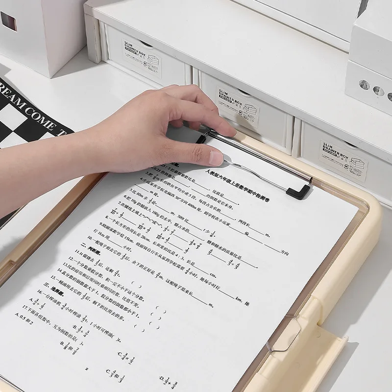 

A4 Exam File Organizer Multi Function Student Folder with Clip Office Document Holder School Supplies Paper Board Storage