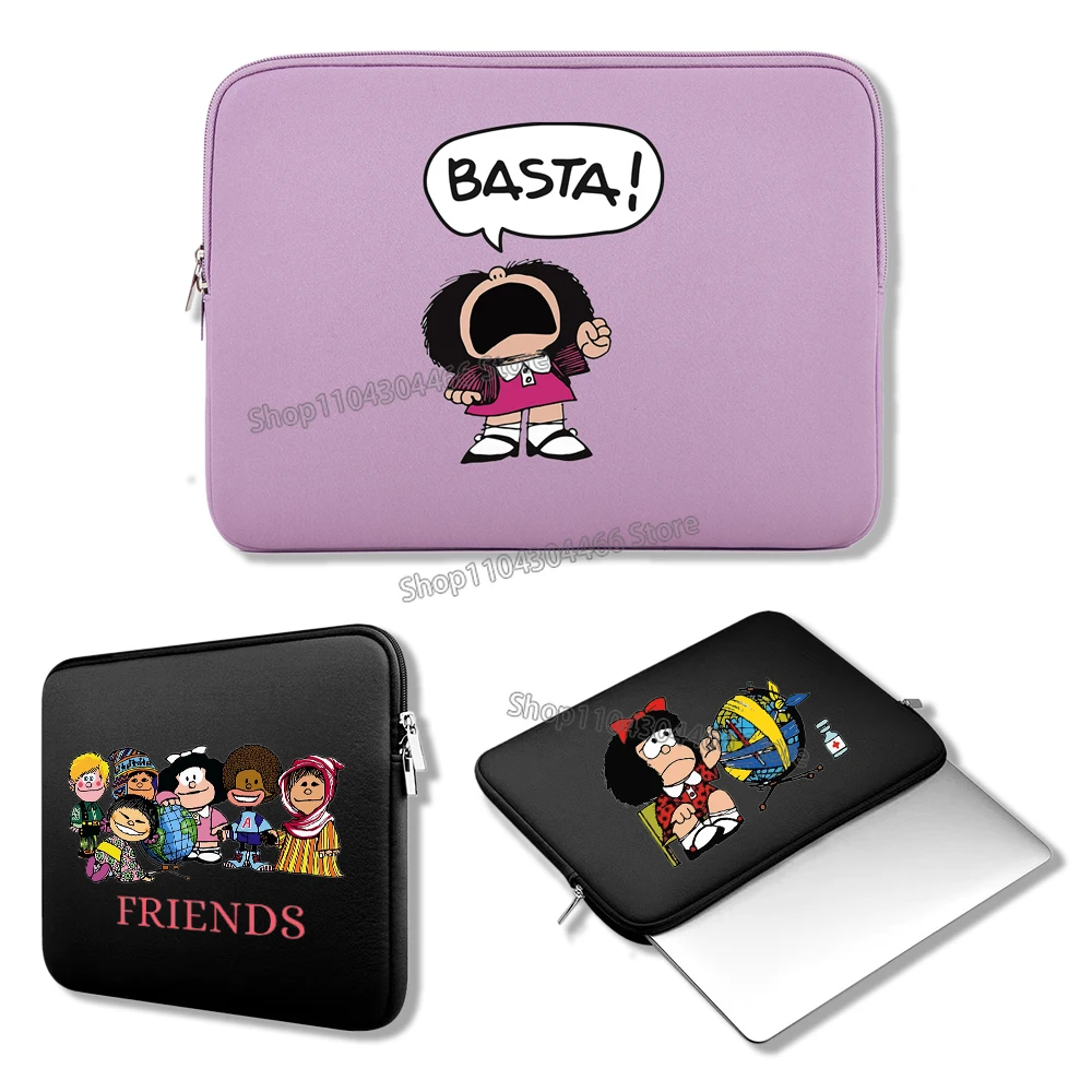 15.6inch Mafalda Laptop Bags Basta Anime Laptop Cases Cartoon Printed Notebook Computer Bag Laptops Case Men/Women's Gift