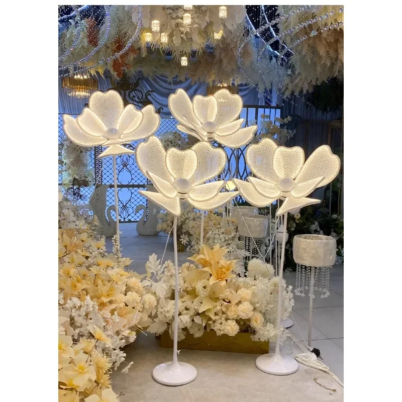 Wedding Props Wrought Iron Petals Lotus Lamp Luminous Peony Flower Wedding Stage Lights on-Site Layout Road Lead Lights