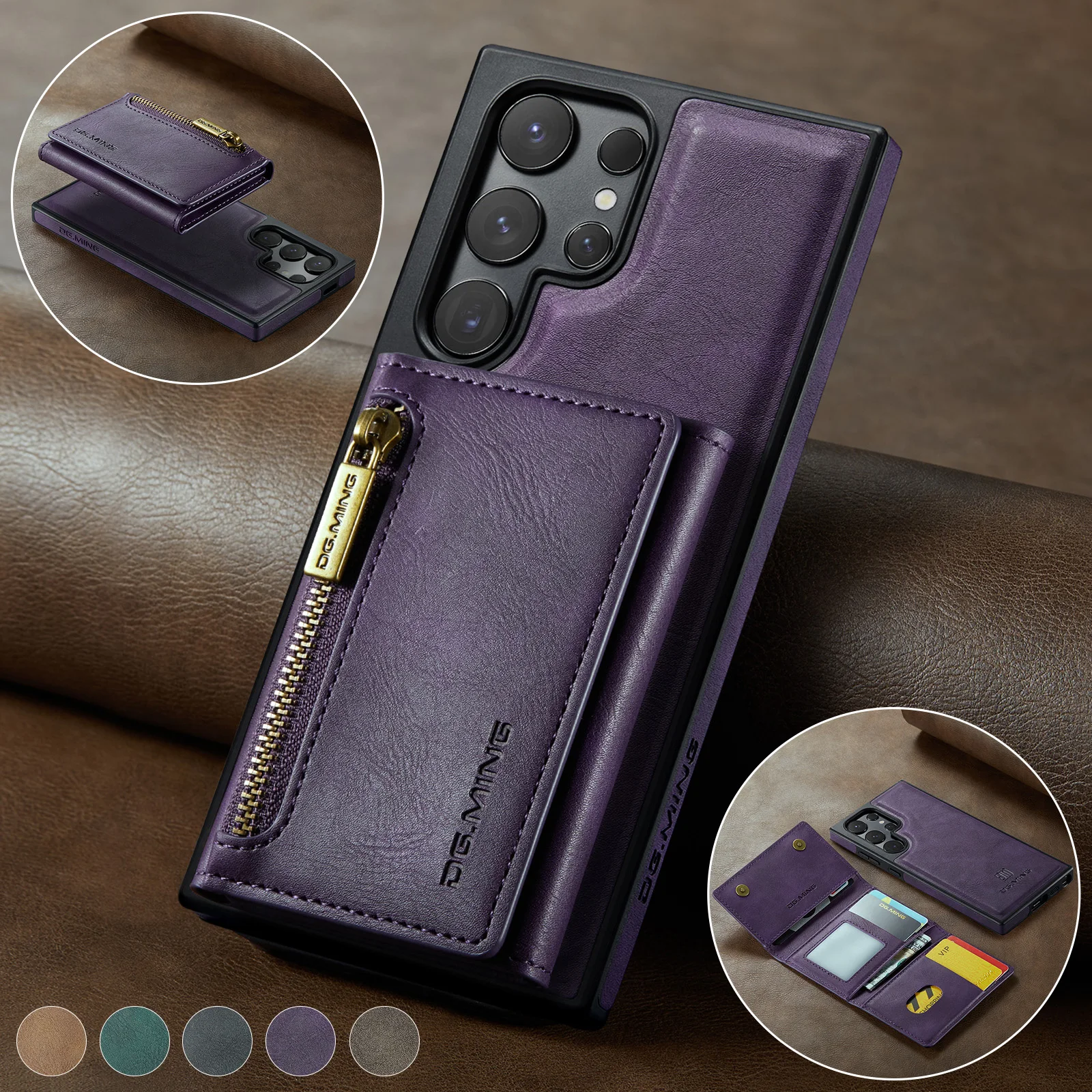 Intelligent Divide Close Magnetic Case for Samsung Galaxy S23 S22 S21 S20 S24 Plus S25 Ultra PU Leather Wallet Cover