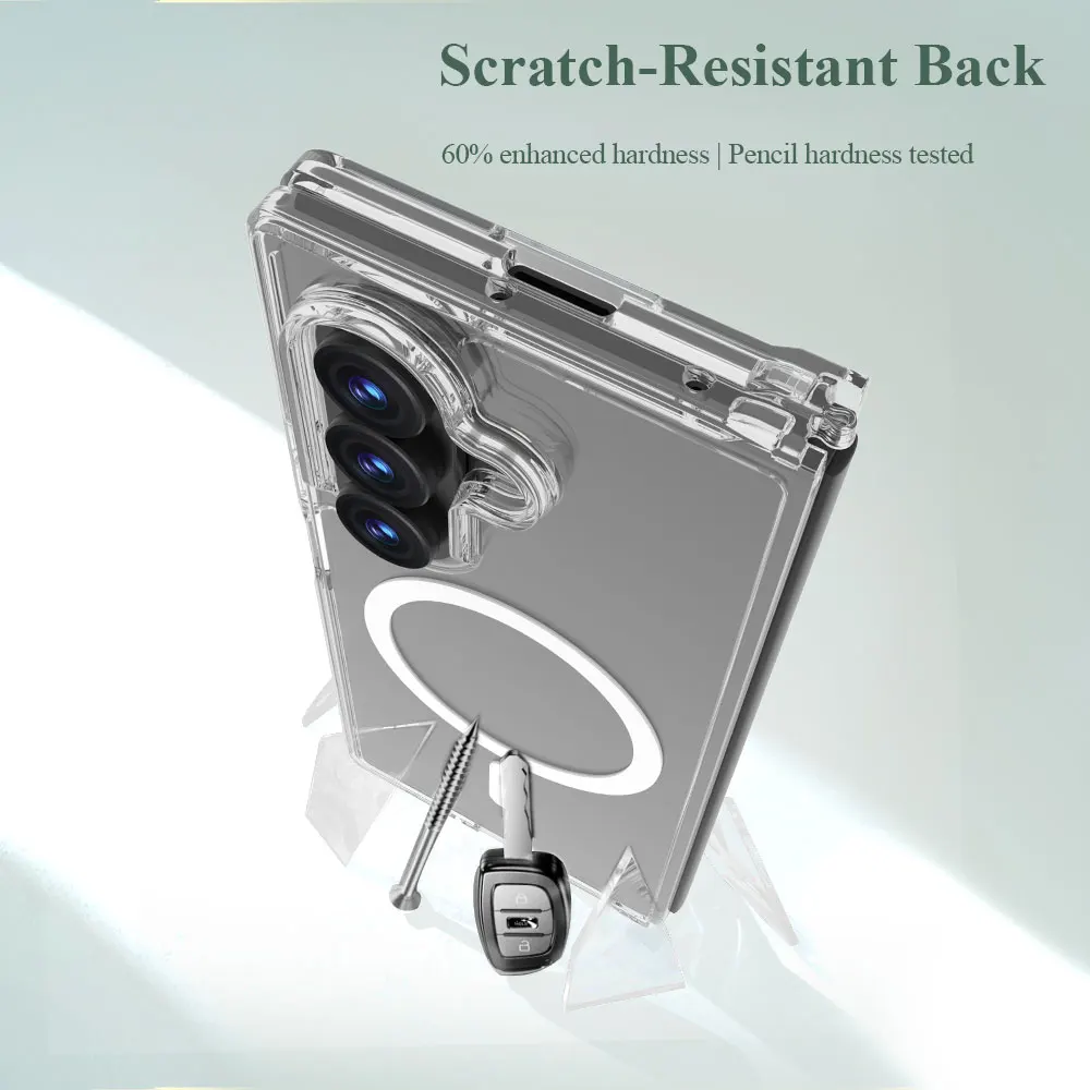 حافظة هاتف Magsafe شفافة عالية لهاتف سامسونج جالاكسي Z Fold 7 مضادة للخدش من مادة TPU + PC غطاء صلب مغناطيسي عالي الدقة