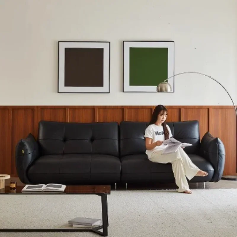 Sofá retrô francês Walker, novo estilo, novo sofá antigo de couro de fileira reta