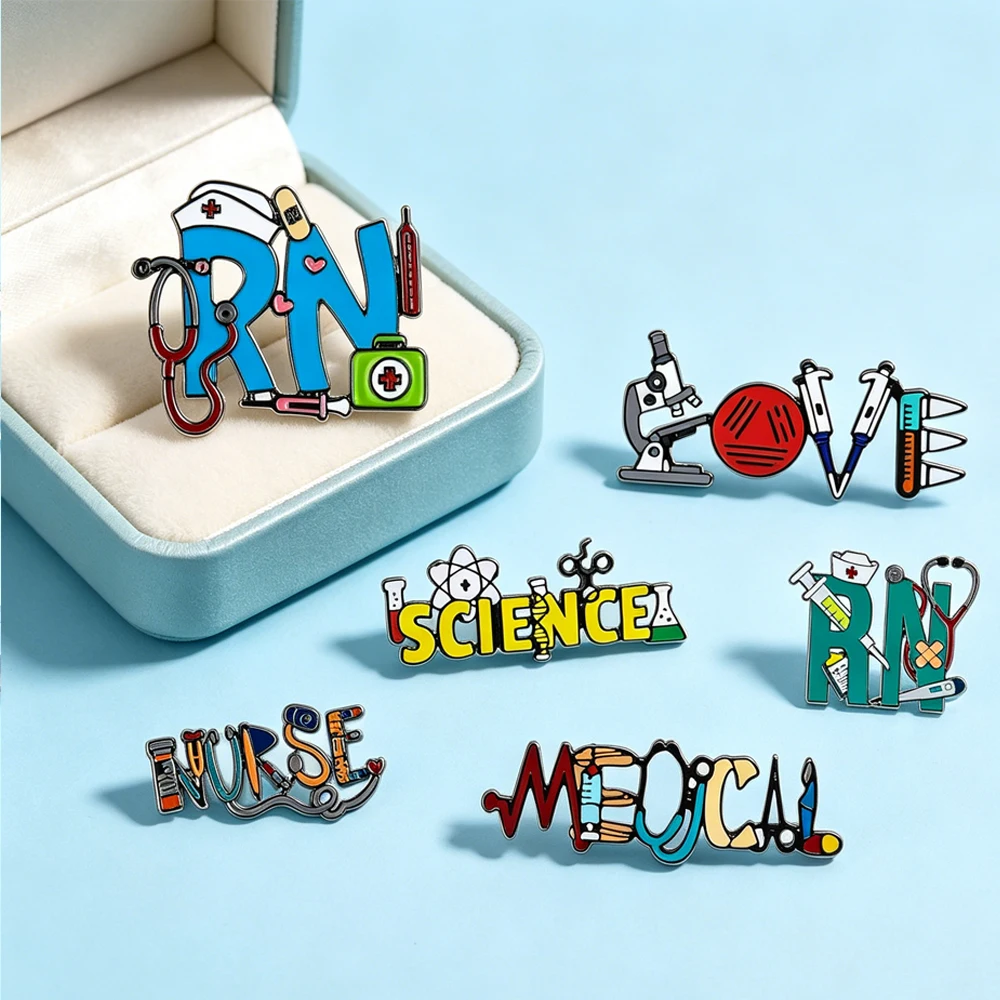 Hot Sale Nurse Medical Brooch Scientific Love Enamel Brooch Stethoscope And Syringe Badge Exquisite Gift For Doctors And Nurses