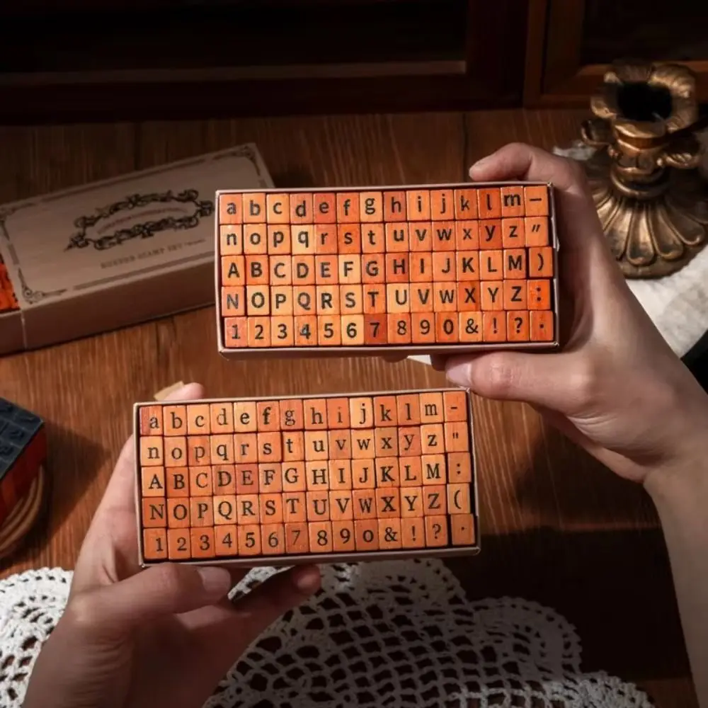 70 Buah Set Stempel Karet Kayu Gagang Kayu Ukuran Standar Set Stempel Nomor Stempel Karet Kerajinan Stempel Segel Standar Tahan Lama