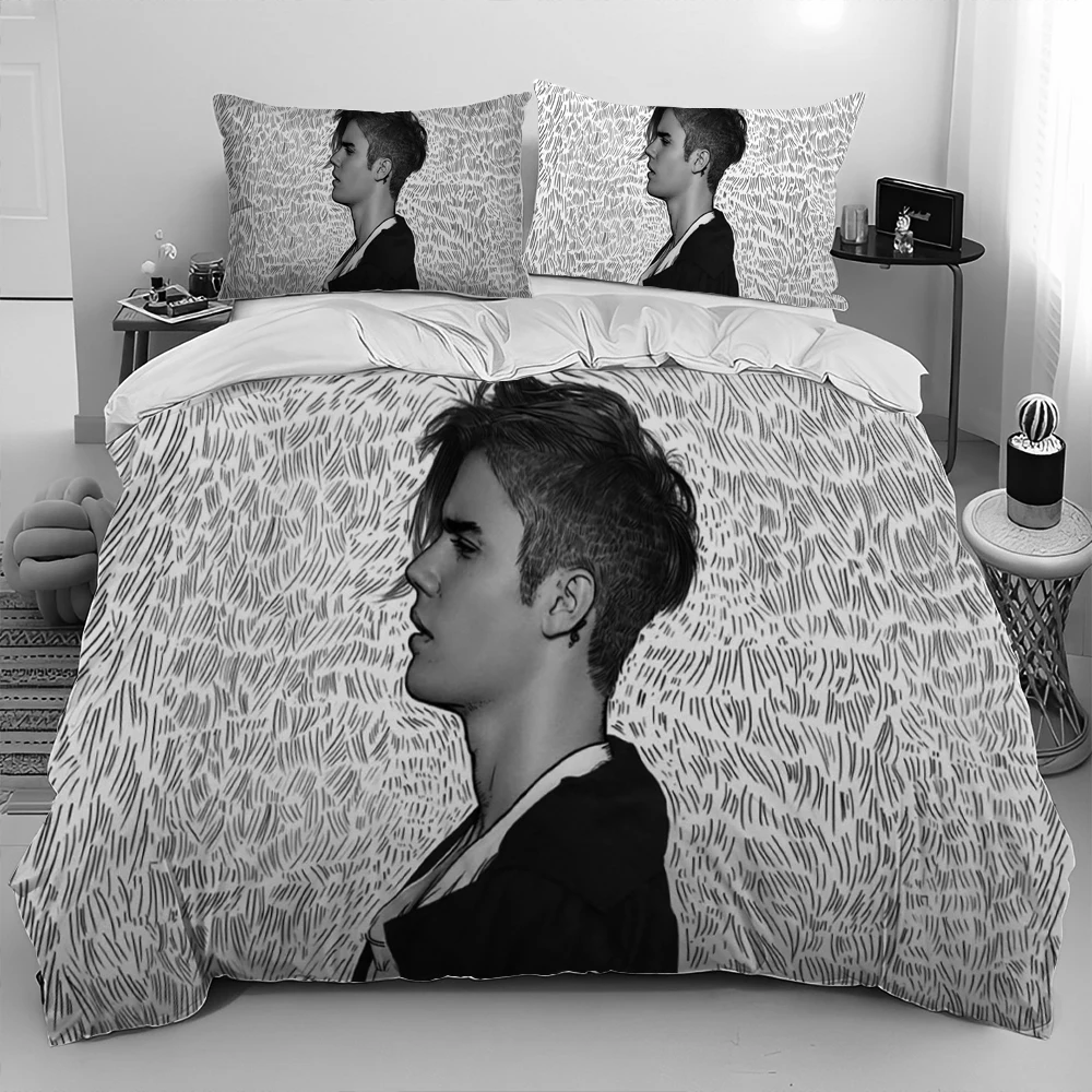 Popular Singe Justin Bieber JBiebs Comforter Bedding Set,Duvet Cover Bed Set Quilt Cover Pillowcase,king Queen Size Bedding Set