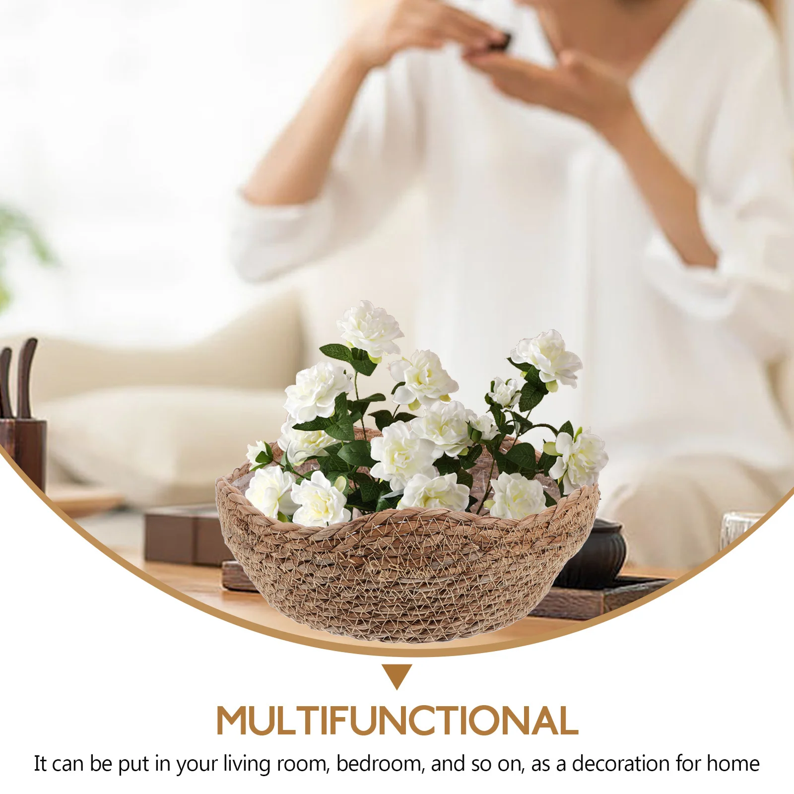 

Woven Straw Planter Basket Rustic Flower Pot Farmhouse Flower Arrangement Basket for Indoor Plants Planter Baskets