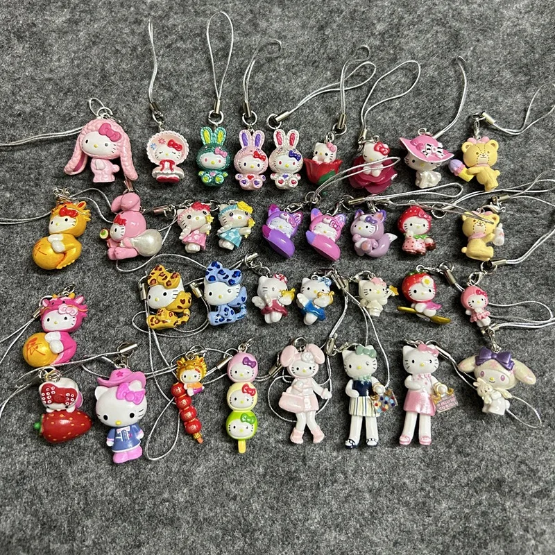 Kawaii Hello Kitty Pendant DIY My Melody Doll Pendant Keychain Accessories Mobile Phone Rope Doll Accessories Girl's Gift