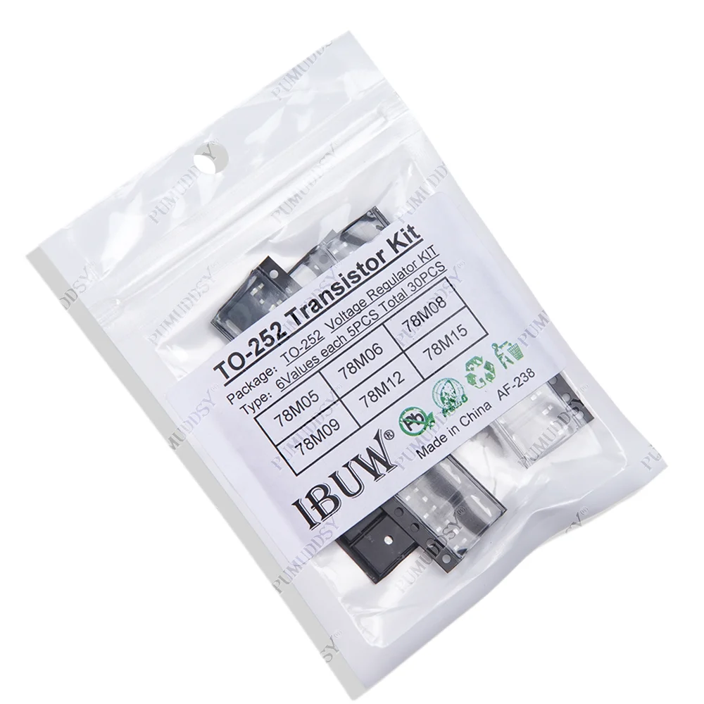 6Kinds*5PCS=30PCS TO-252 Transistor Kit pumuddsy 78M05 78M06 78M08 78M09 78M12 78M15 Each 5PCS