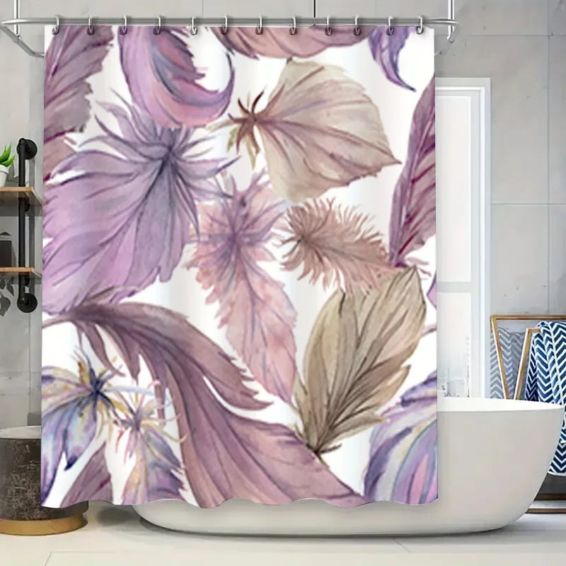 

Фиолетовая занавеска для душа с цветочным принтом, акварельный принт, декор для ванной комнаты, защитная подкладка для конфиденциальности