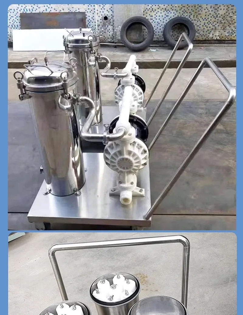 Stainless steel bag type mobile trolley filter series and parallel precision filter element Sanitary folding filter element