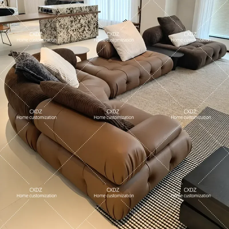 Retro Modular Sofa Minimalist Home Straight Light Luxury Special Shaped Couch Living Room Furniture