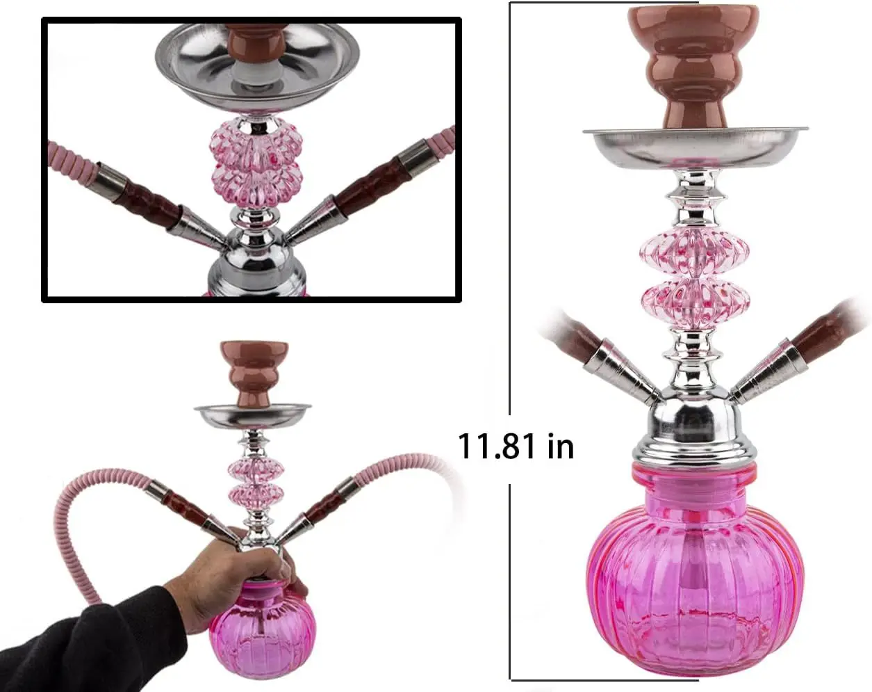 Hot Selling Hookah Shisha Small Double Pipe Tubes Hookah Shisha Bottle For Bar Home Full Set  Arabic Hookah