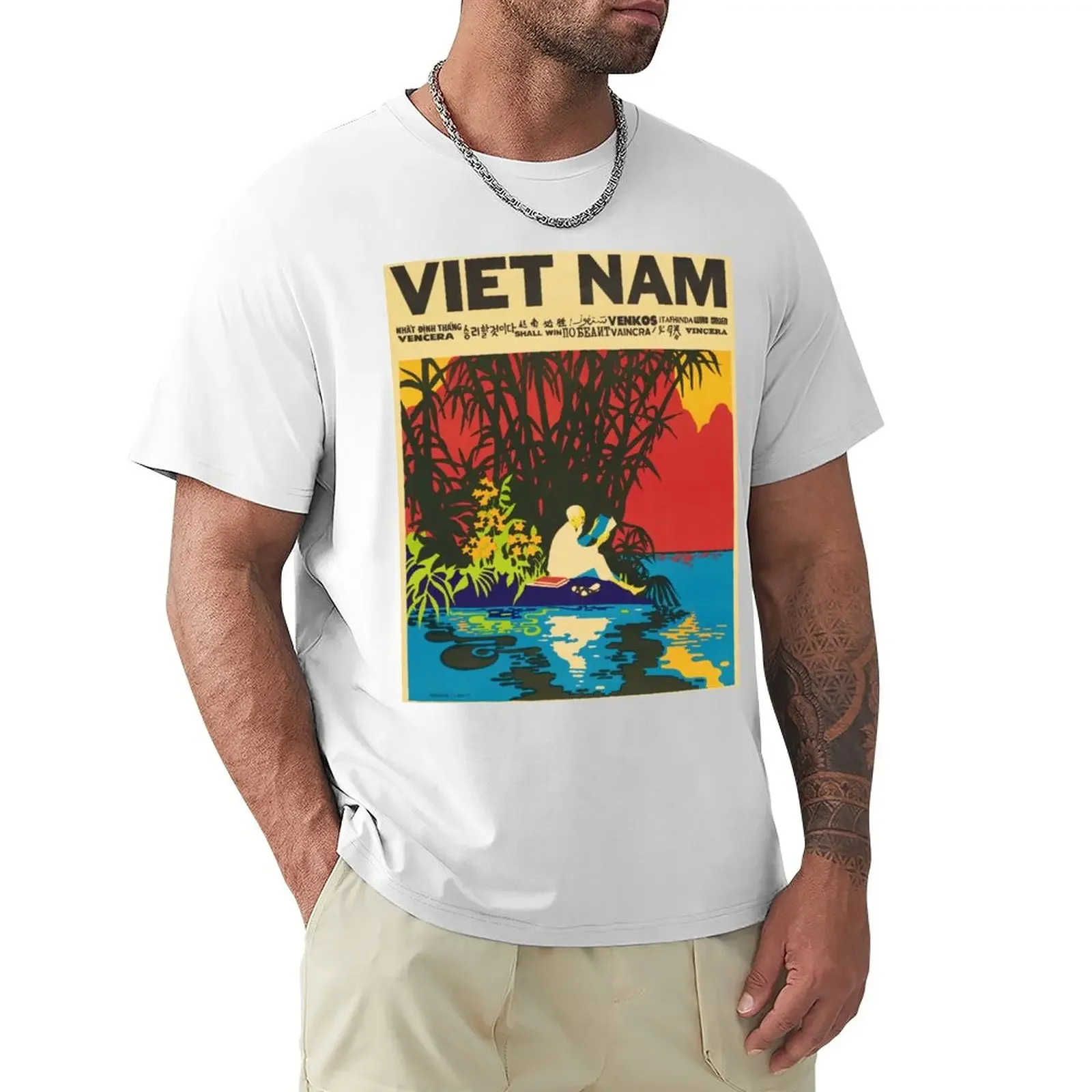 VIETNAM SHALL WIN Ho Chi Minh War Struggle 1971 Poster Art by Rene Mederos T-Shirt sublime clothes for men