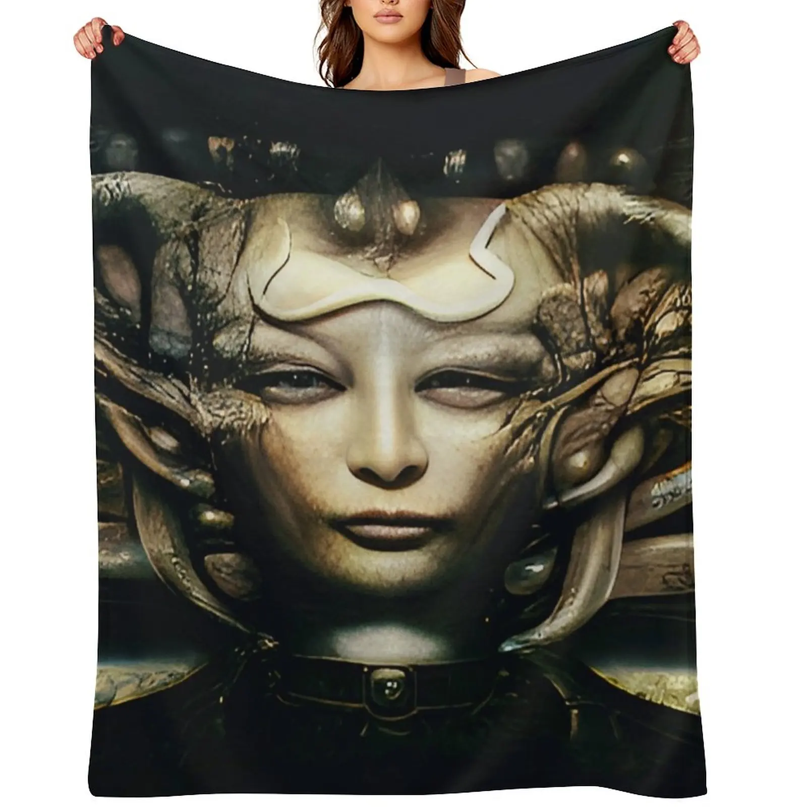 

HR Giger Xenomorph Woman Throw Blanket Furry Beautifuls Decorative Sofa Luxury Brand Blankets