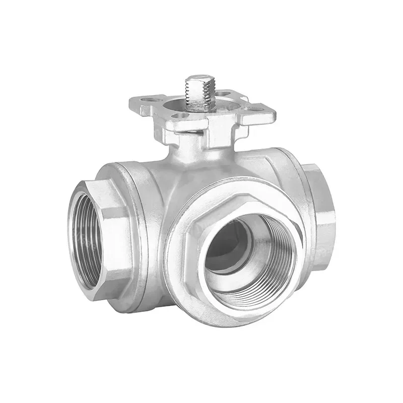 

DN8/DN10/DN15/DN20/DN25 SS304 Stainless Steel High Platform Three-way Female Thread Ball Valve T/L Type