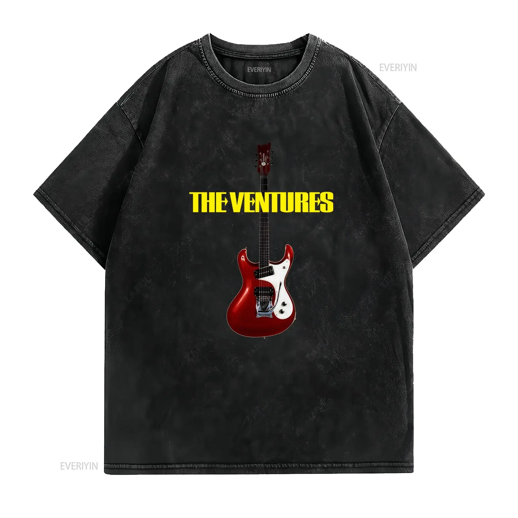 Vintage Retro The Ventures Rock Band Electric Guitar Print Casual T Shirt vintage Washed Breathable graphic designer clothes
