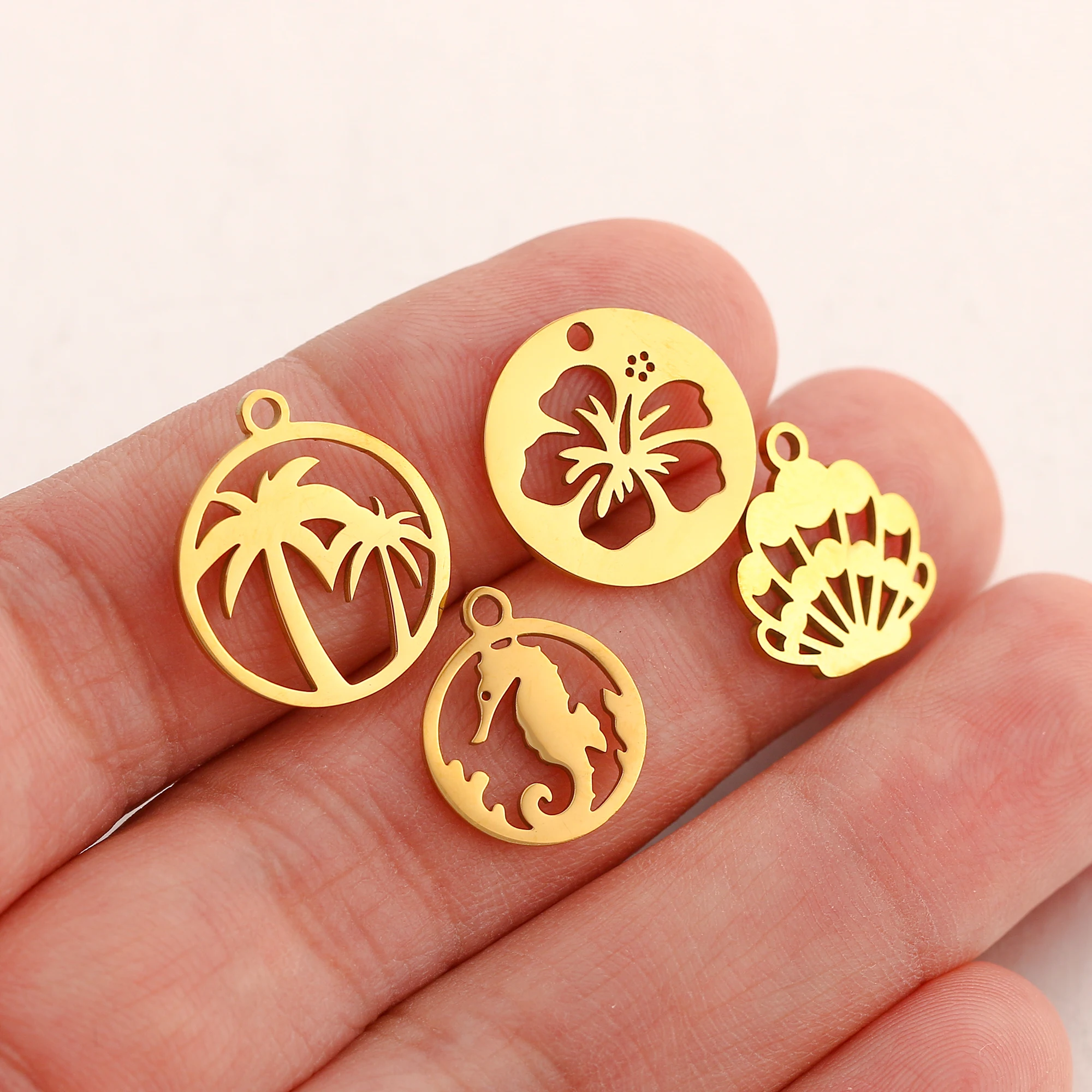 5PCS Edelstahl Seepferdchen/Regenbogen/Delphin Charms Surf Ozean Tiere Anhänger DIY Halskette Armband Ohrringe schmuck Machen – Detail 6