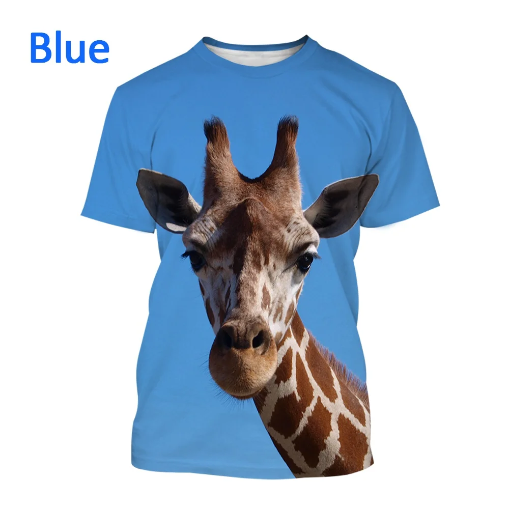 2022 Men and Women's All-purpose T-shirt Top Latest Fashion Ladies/Men Giraffe Animal Funny 3D-printed Casual Short-sleeved