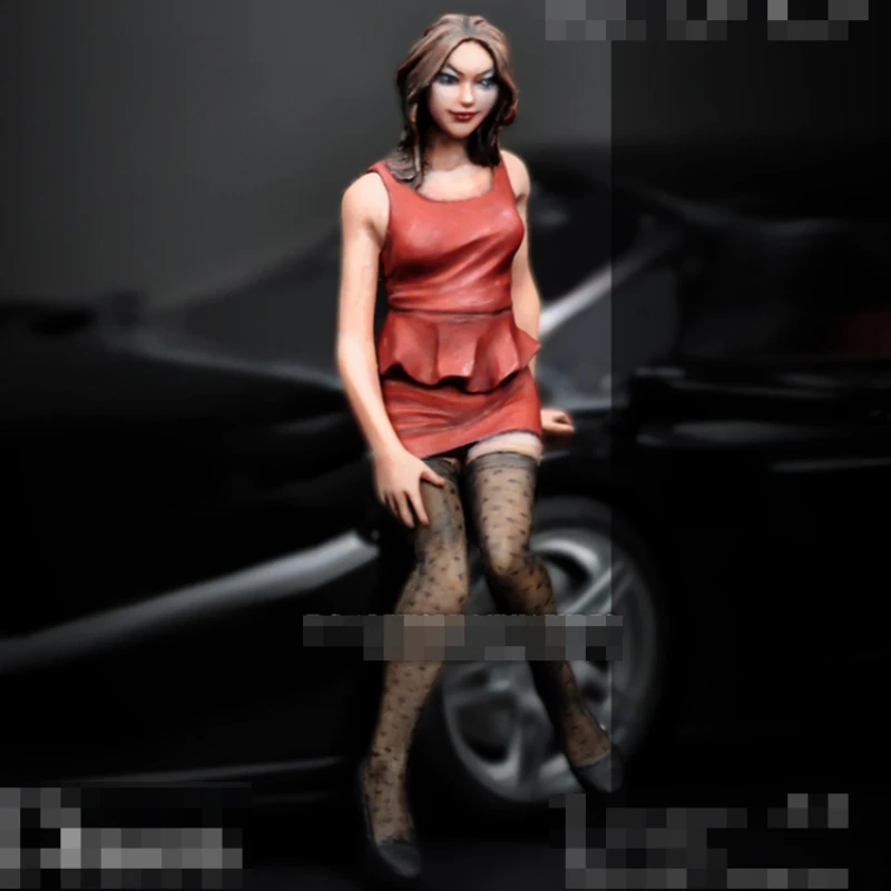 

Auto Salon Girl Resin Figure Full 1/24 Scale 75mm Model Kit Diy Miniatures GK Unassembled and Unpainted Diorama Toys