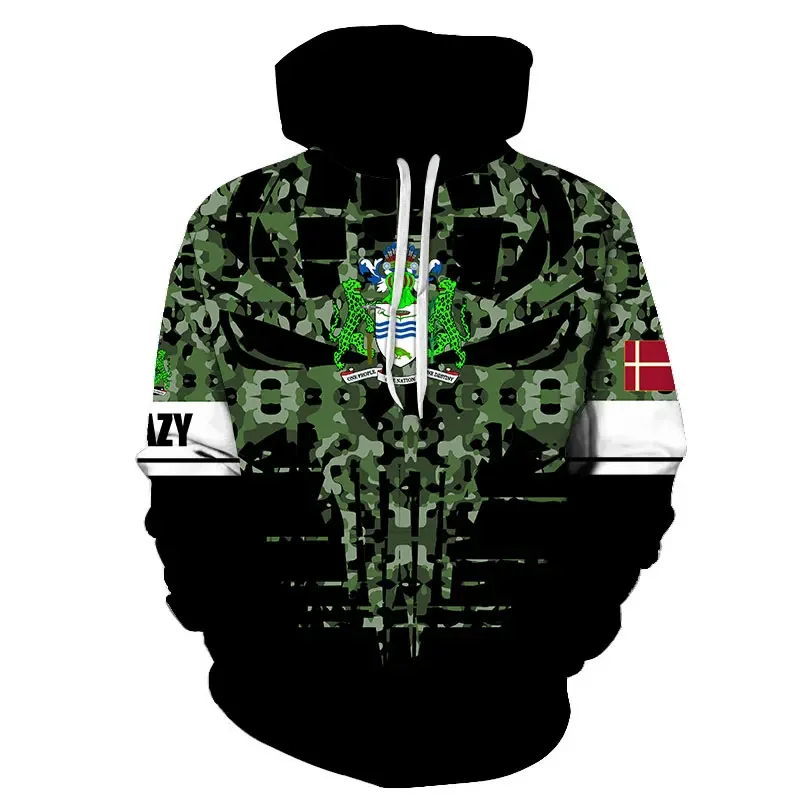 New Men's Hoodie 3D Printed Skull Camouflage Fashion Pattern Men's Hoodie Pullover Harajuku Fashion Sports Motorcycle Sportswear