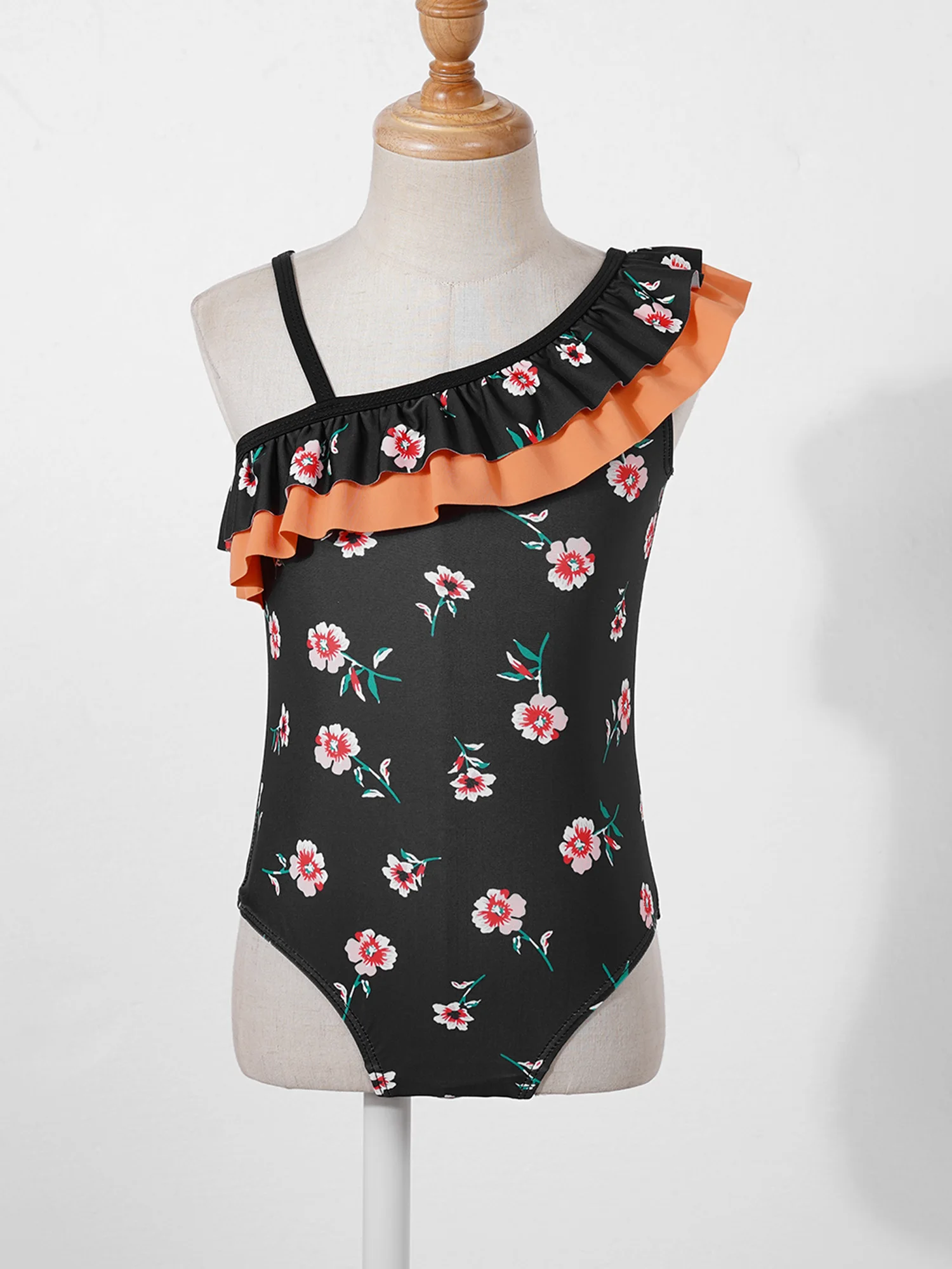 2022 neue Baby Mädchen einteiliges Badeanzug Blumen Druck Rüschen Schwimmen Overall Kinder Surfen Bade Bodysuit Bademode Bademode