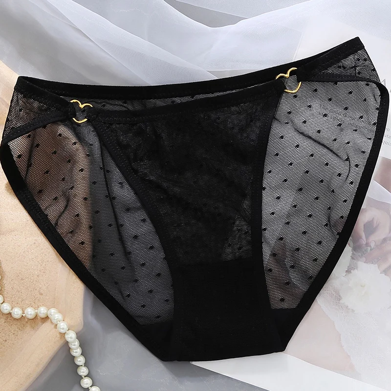 Lace Sexy G-String Thongs Transparent Women\'s panties Low-Waist Female Underpants Mesh Perspective Briefs Lingerie M-XL