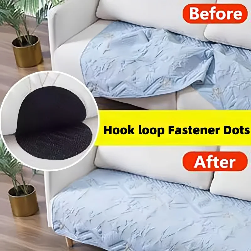 10pairs Black round Strong Self Adhesive Fastener Dots Stickers Sofa Mat Carpet Anti Slip Temperature Resistance Hook loop
