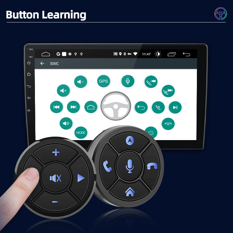 Picture 4: Junsun Universal Car Wireless Steering Wheel Control Button for for Android Autoradio 10 Key Functions Controller With LED Light