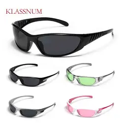 KLASSNUM 2024 yeni spor güneş erkekler kadınlar Retro Punk bisiklet için Trendy güneş gözlüğü erkek Shades açık futbol gözlüğü Y2K
