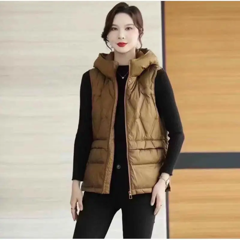 New Arrivals Women Sleeveless Warm  Down Waistcoat Female Ultra Light White Duck Down Korean Slim Vest Outwear Top