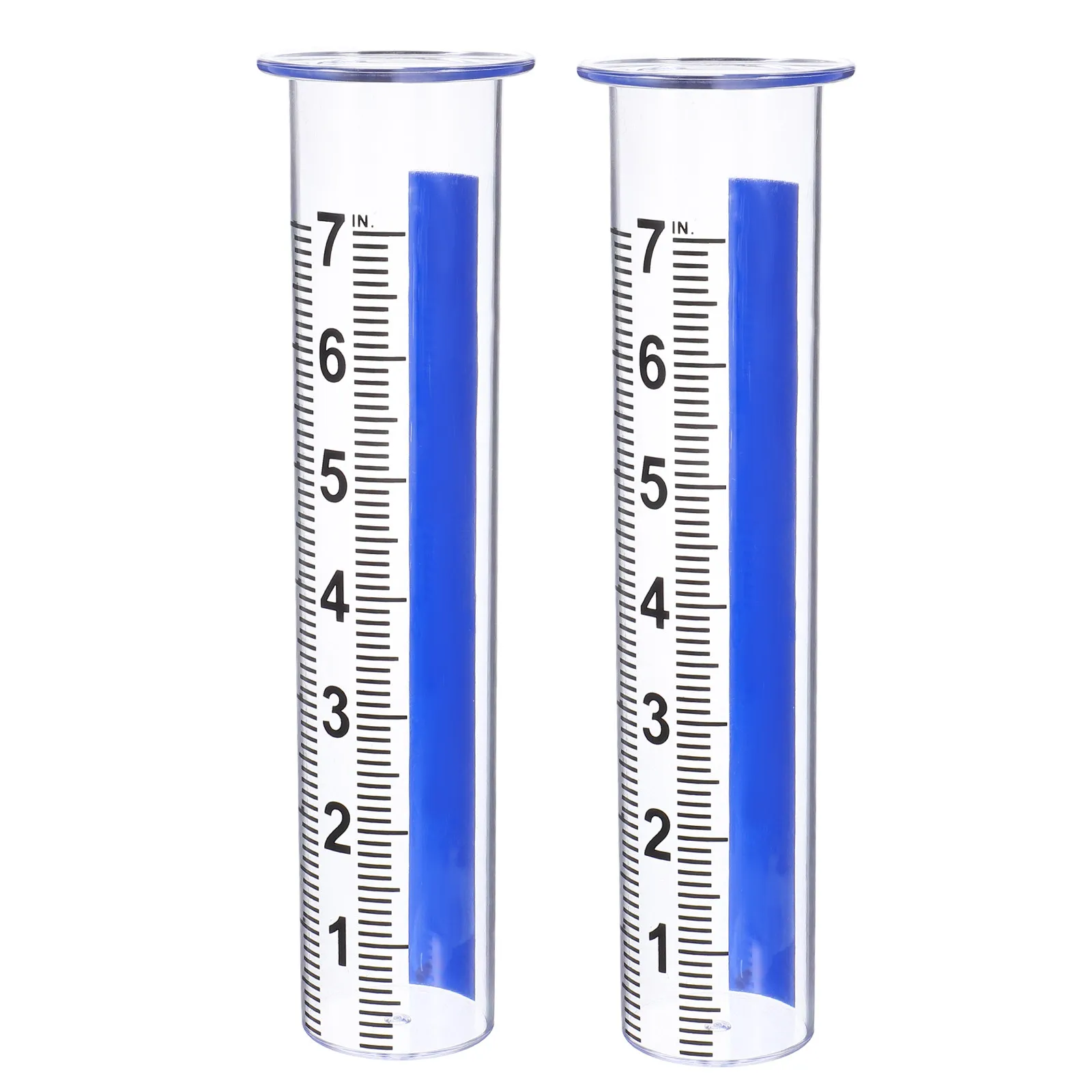 2Pcs Transparent Plastic Rain Gauge Tube Precise Graduated Measurement Tool for Yard Deck Greenhouse School Weather Station Use