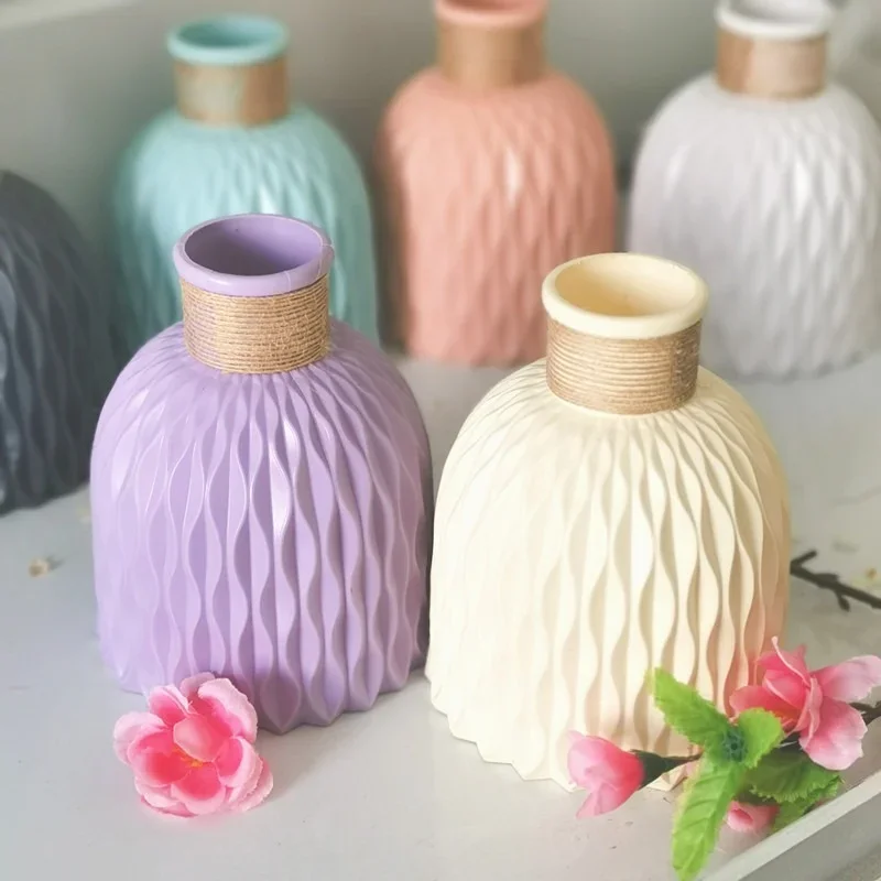 New Brand Vase Flower Imitation Ceramic Plastic Flower Vase Flower Basket Nordic Style Home Decorations