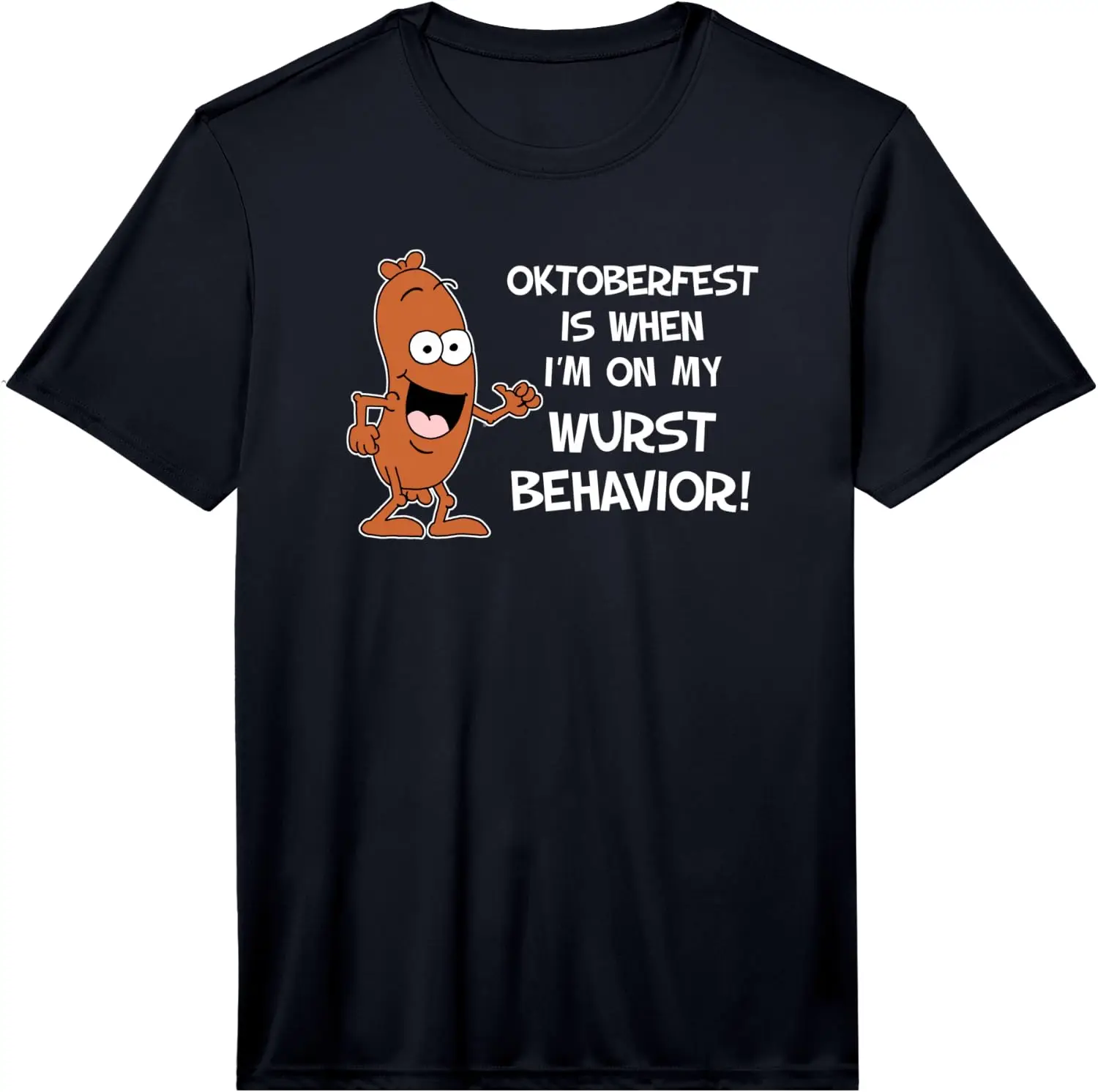 Oktoberfest On My Wurst Behavior German Sausage Pun Funny Performance T-Shirt 100% Cotton Trendy Y2K Short-Sleeve Tee – Soft,