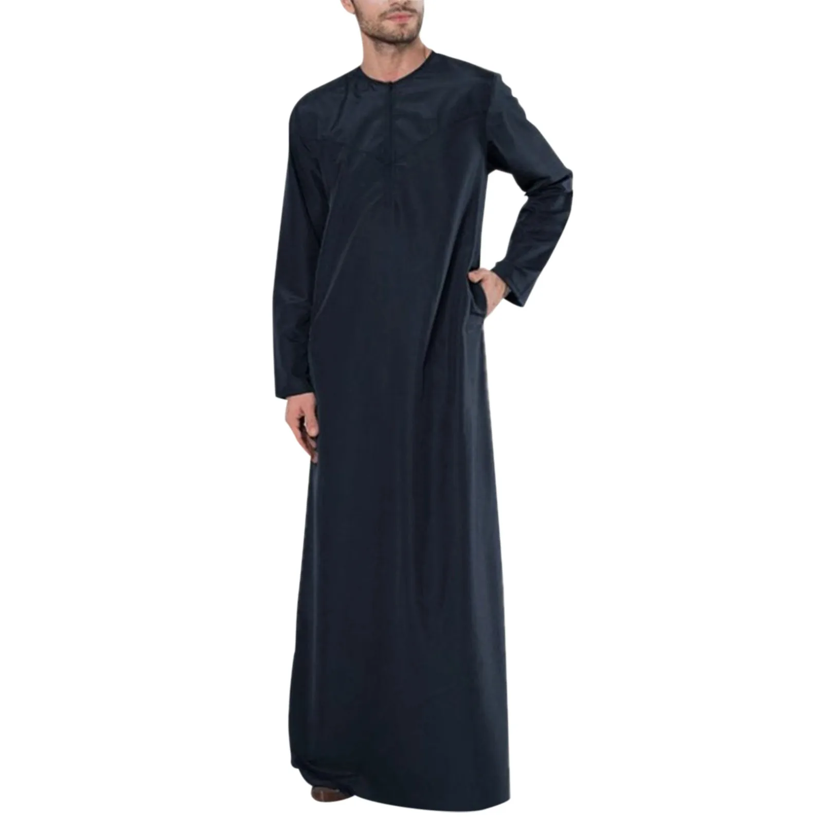 Lange Mouw Aman Abaya Jubba Thobe Voor Mannen Kaftan Pakistan Moslim Saudi Arabië Djellaba Islam Kleding Gebed Gewaad Afghaanse