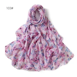 Sciarpa Hijab in Chiffon floreale di colore 200 per le donne maldive popolare stampa floreale in Chiffon Hijab moda scialle stampato musulmano malesia