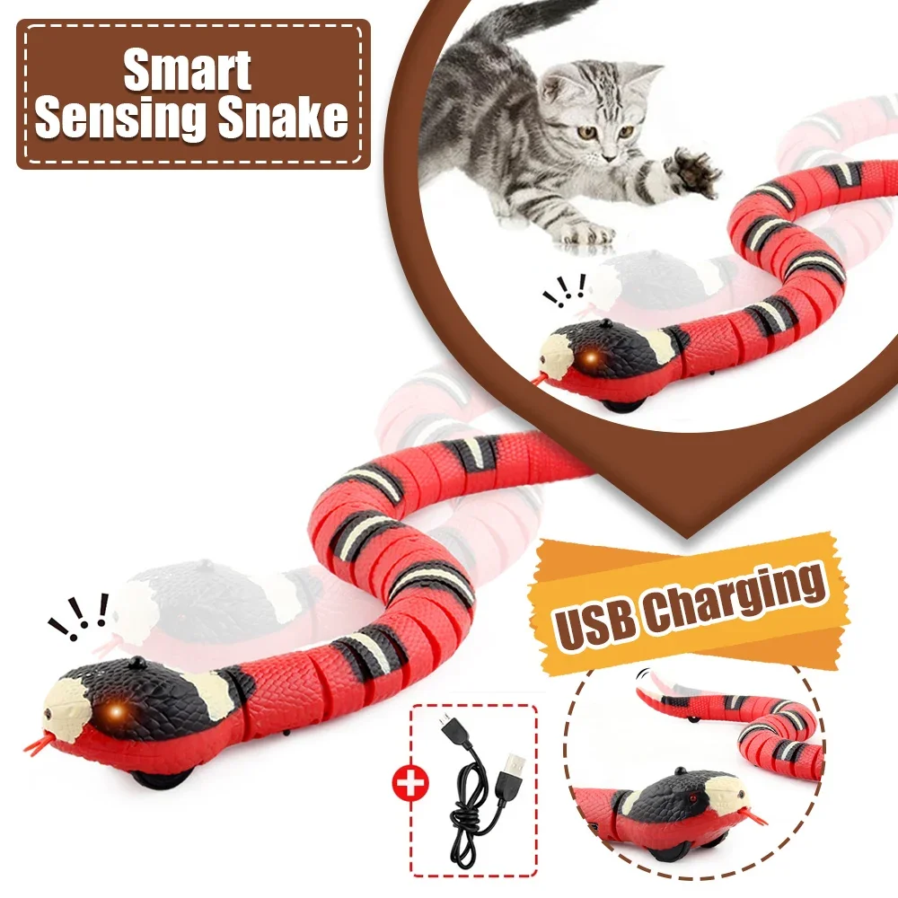 Smart Sensor Interactive Cat Toy USB Rechargeable Kitten Toy Automatic Electronic Snake Tease Cat Play Dogs Cats Pet Toys