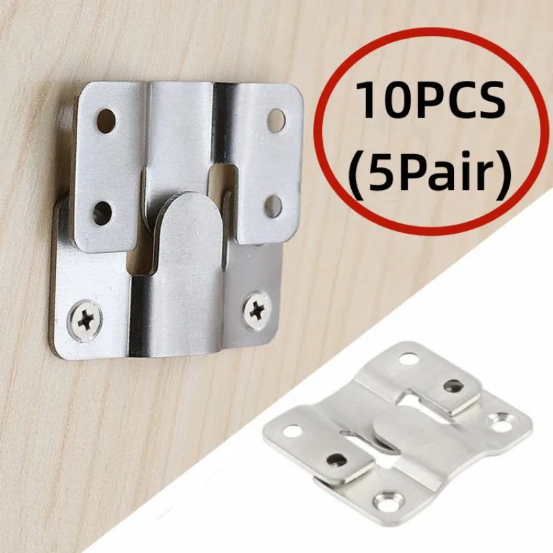 10pcs Interlock Hanging Buckle Flush Mount Bracket Furniture Connector Wall Picture Frame Hanger Display Photo Frame Hooks