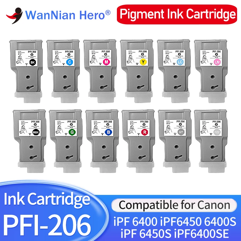 

300 мл PFI206 PFI 206 PFI-206 картридж с пигментными чернилами, совместимый для Canon iPF6400 iPF6450 iPF6400S iPF6450S iPF6400SE, чернила для принтера