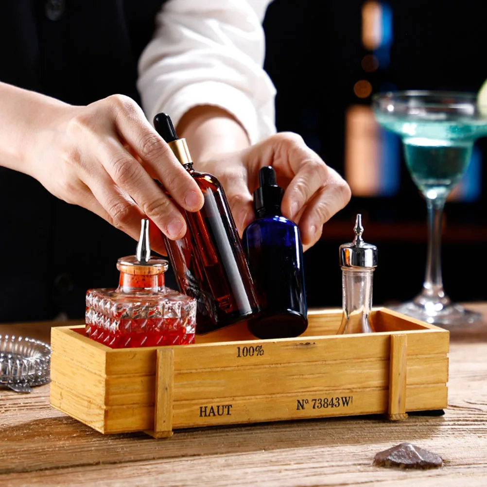 

Bar Utensil Box Vintage Crate Boxes Bottle of Bitters Wooden Tools