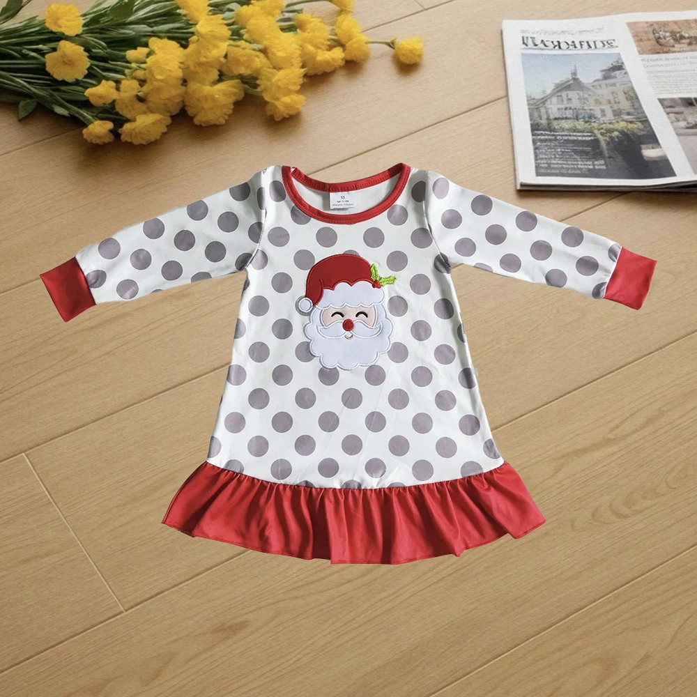 

9.27 Baby Girls Winter Dresses Baby Girls Santa Dots Christmas ruffle Dresses
