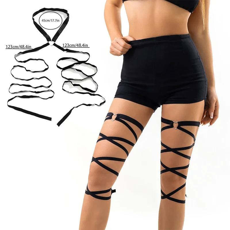 Women Garters Harajuku Style Gothic Black Harness Elastic Strap Leg Thigh Chain Sexy Clothing Harness Cosplay Body Accessories