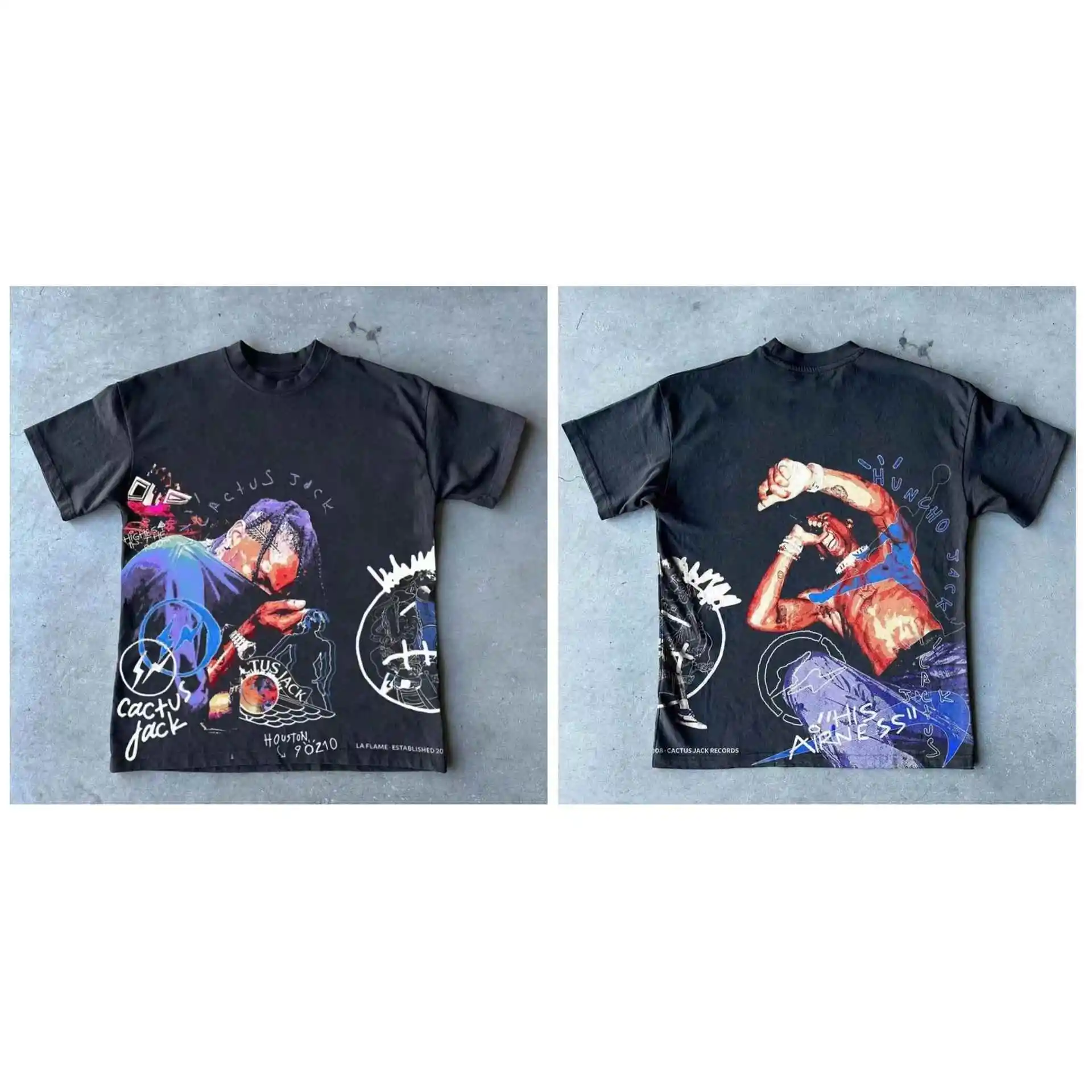 2025 夏のホット販売メンズ原宿楽器プリント T シャツ純粋な綿製、高品質ストリートレトロ、ユニセックス