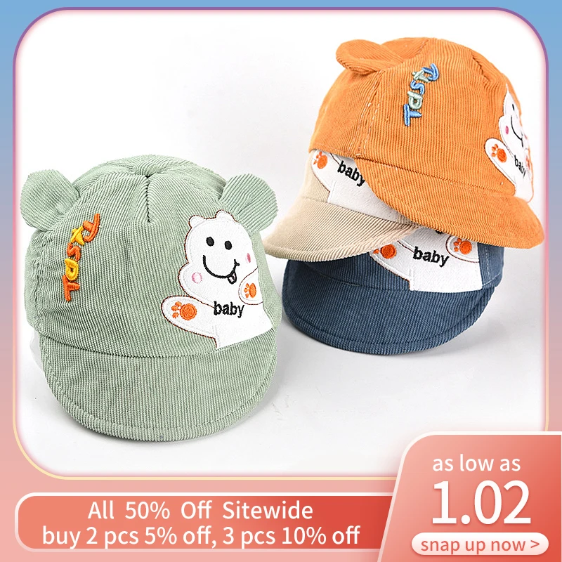 

Cute Bear Baby Peaked Cap Cartoon Kids Duck Tongue Caps Boys Girls Soft Brim Baseball Hat Thin Cotton Children Sunshade Visors
