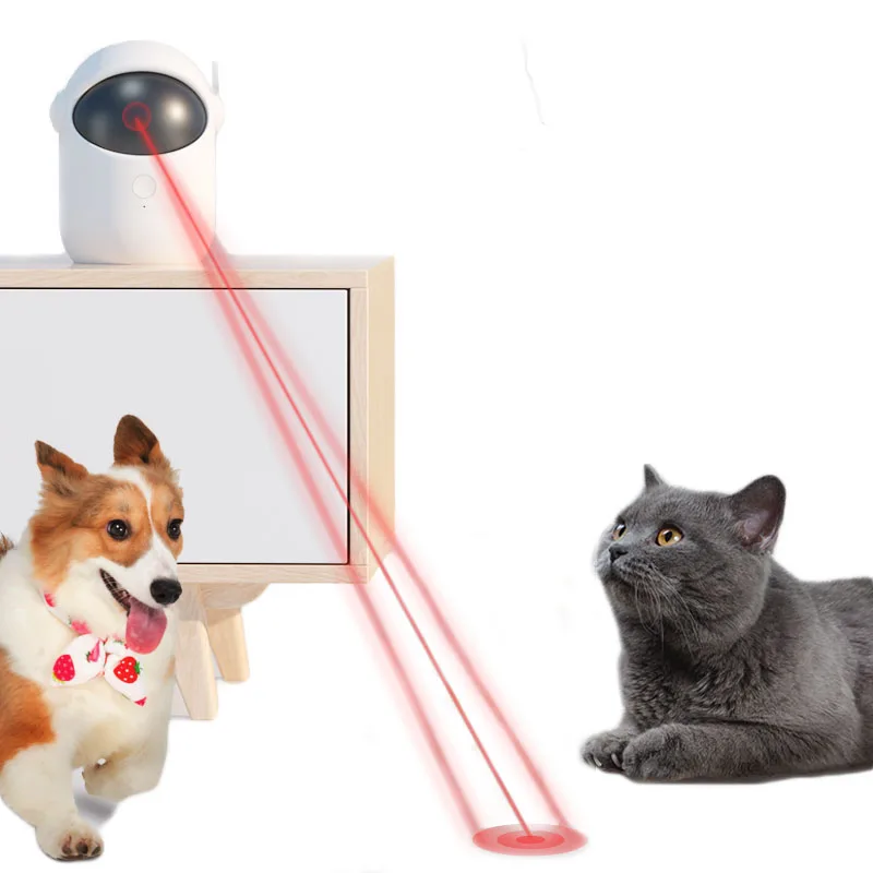 

Cat Laser Pointer Toy Automatic Interactive Toy Led Laser Cat Teaser Robot Red Dot Catch Training Smart Usb Rechargeable Kitten