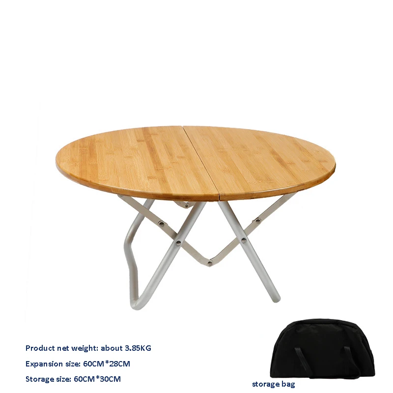 Garden Camping Table Tourist Table Outdoor Foldable Portable Picnic Bamboo Round Folding Desk Table Nature Hike